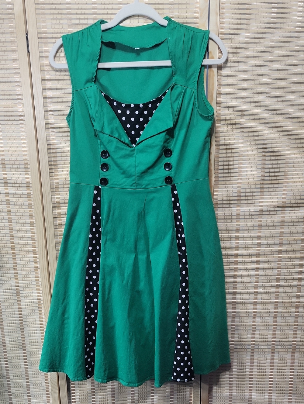 Retro Green/Black/White Dress - XL